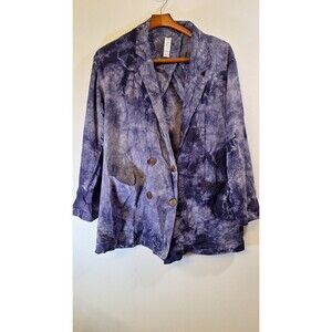 ANTHROPOLOGIE AMADI Tie Dye Linen Blend Blazer Oversized Slouchy Size M Festival